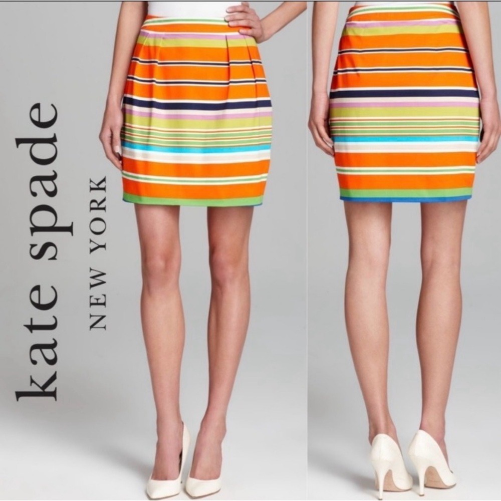Kate Spade Size 6 Skirt the Rules Barry Multi Color‎ Stripe Mini Skirt